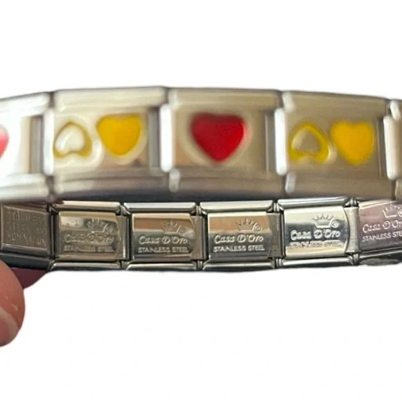 NOMINATION & CASA D’ORO Italian Stainless Steel Hearts Link Charm Bracelet Italy - Picture 3 of 7